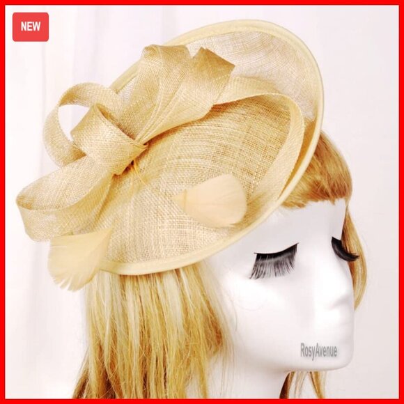 Handmade Linen Derby Fascinator Hat with Bow Feather Clip for Women main image 5